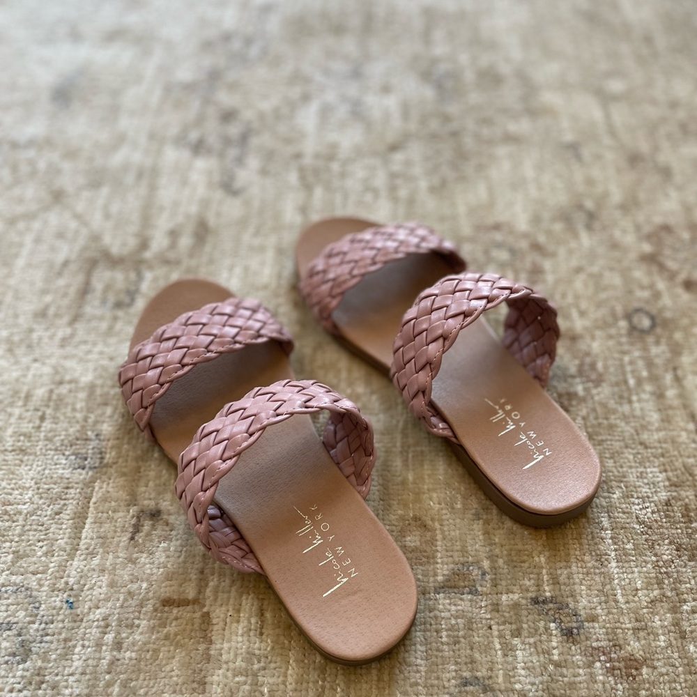 Nicole Miller, Braided Double Band Flat Sandals, Dusty Pink, Size 6 - Picture 5 of 10